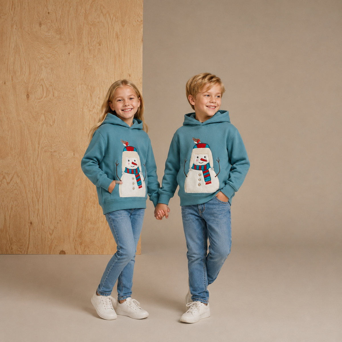 Dusty Blue Patch Work Unisex Hoodie