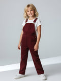 Cherry Crumble maroon cotton dungaree for girls