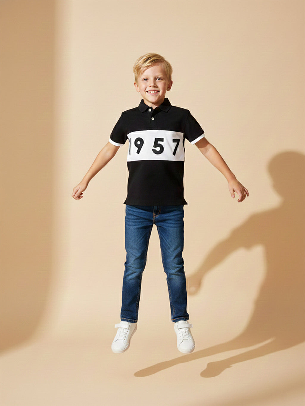 Black & White Color Block Polo T-Shirt