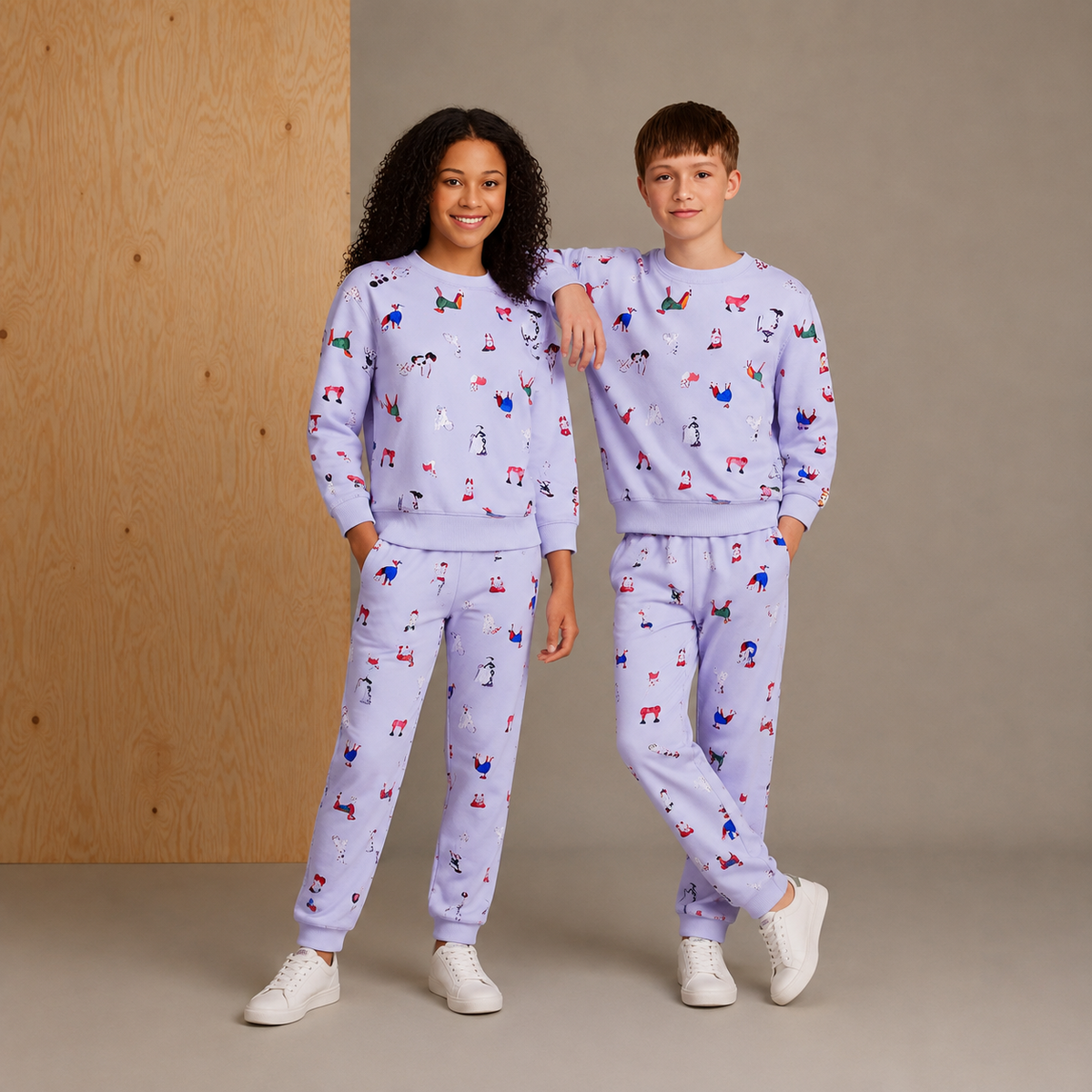Sky Blue Printed Sweet Elegant Nightsuit