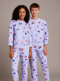 Cherry Crumble Sky Blue Printed Sweet Elegant Nightsuit