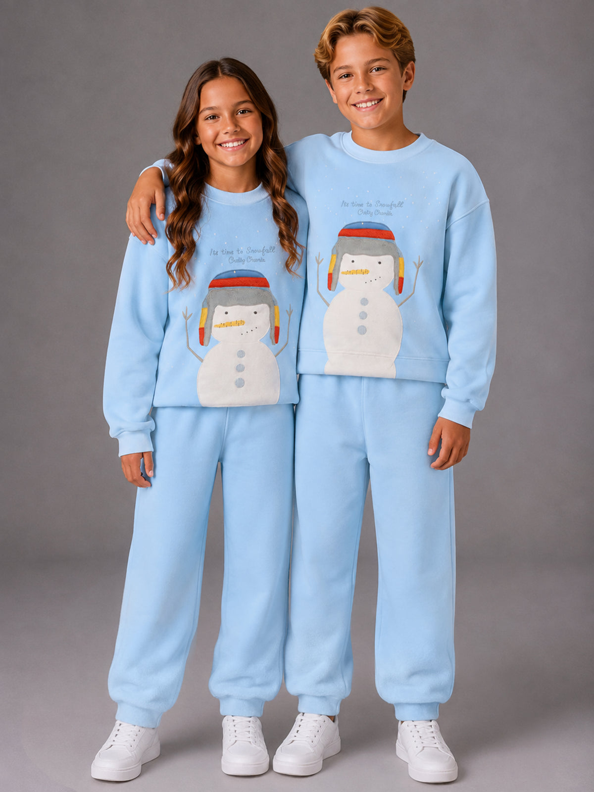 Sky Blue Patch Work Unisex Night Suit