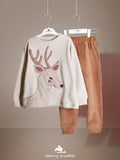 Cherry Crumble Multicolor Solid Applique Trendy Stylish Winter Nightsuit