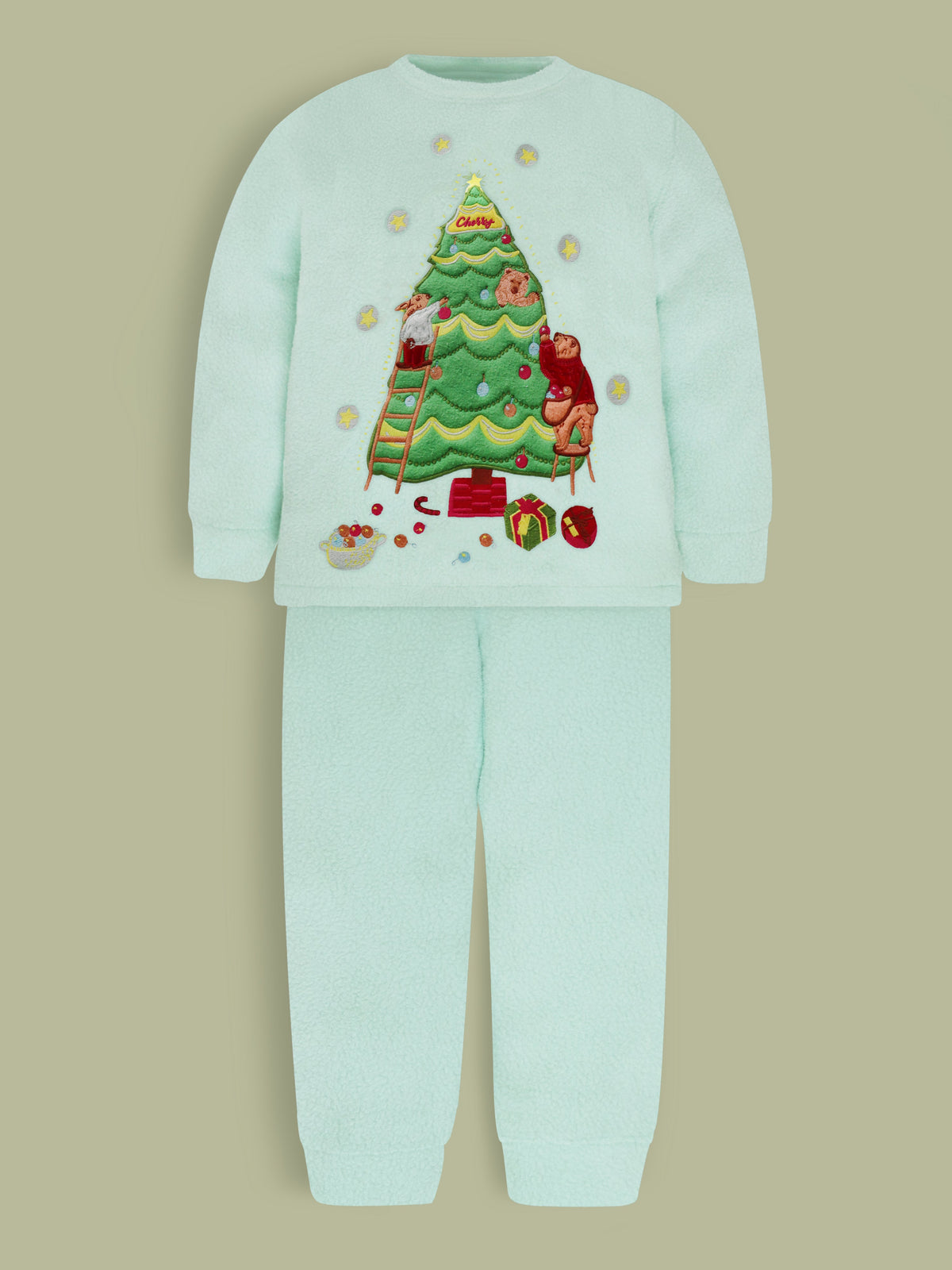 Cherry Crumble Mint Solid Applique Sweet Stylish Nightsuit