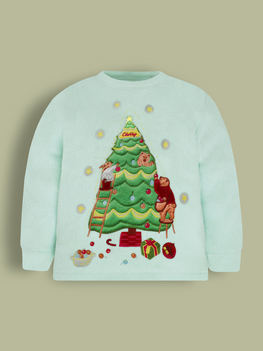 Cherry Crumble Mint Solid Applique Sweet Stylish Nightsuit