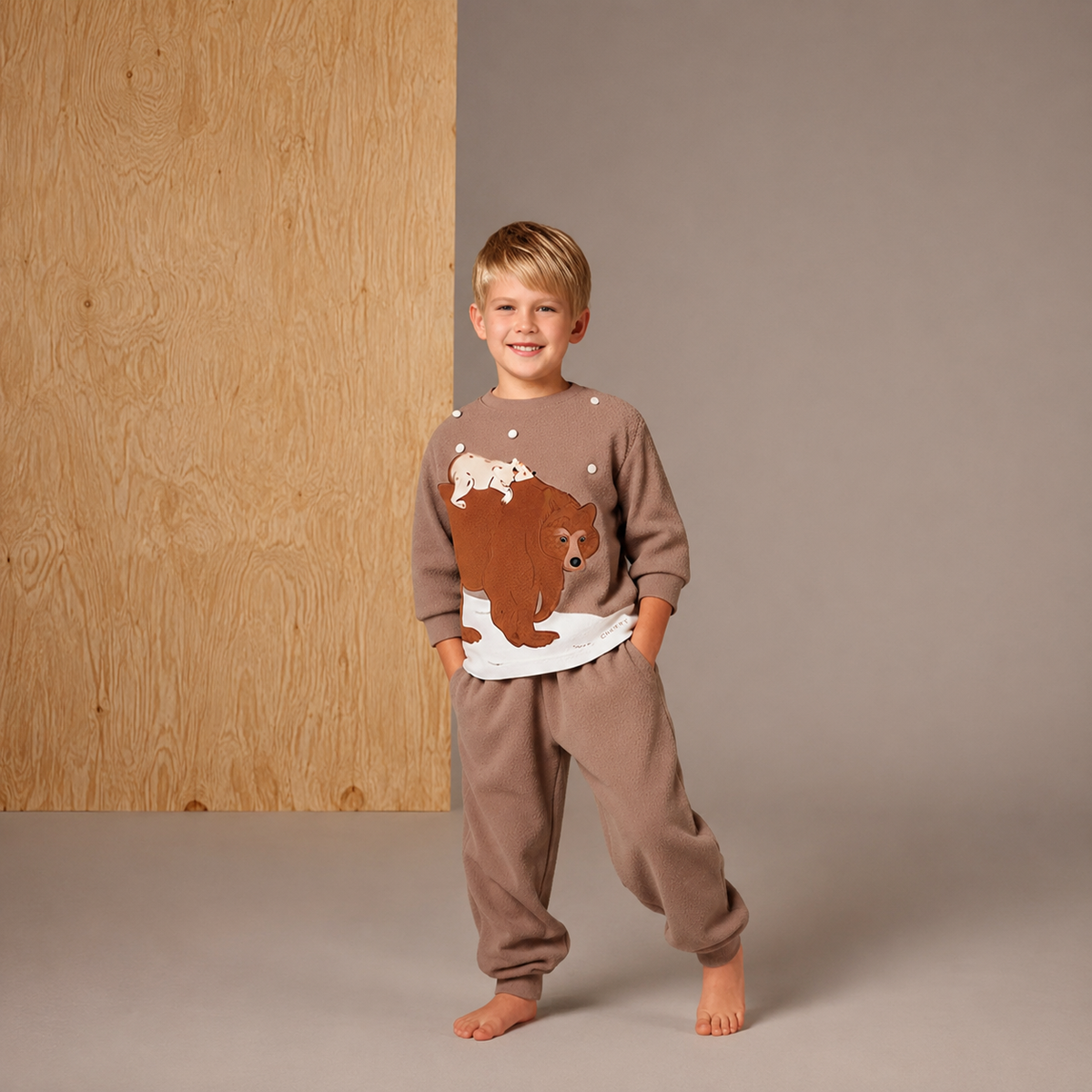 Brown Solid Applique Trendy Nightsuit