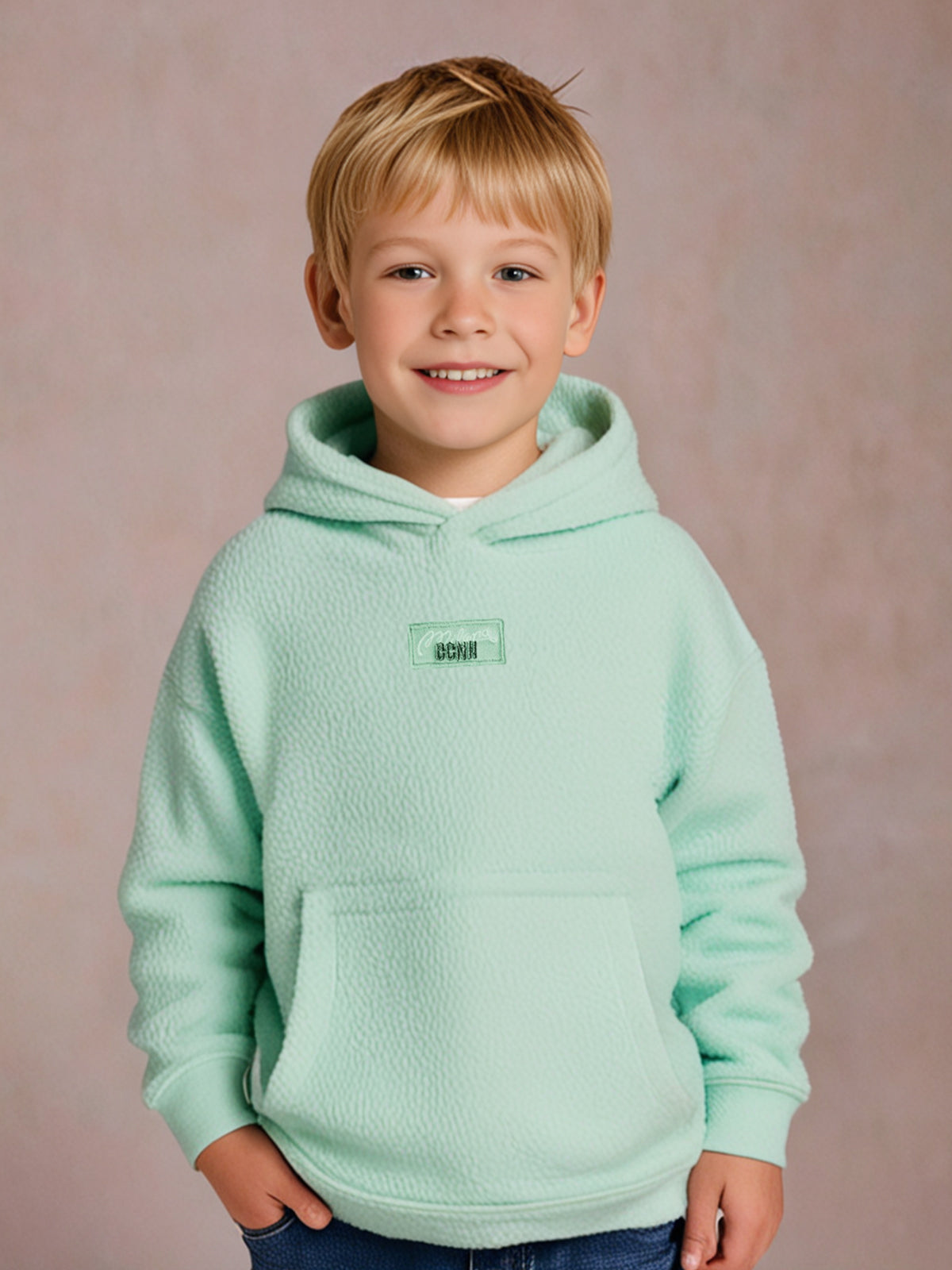 Cherry Crumble Mint Solid Hooded Applique & Embroidered Unisex Sweatshirt