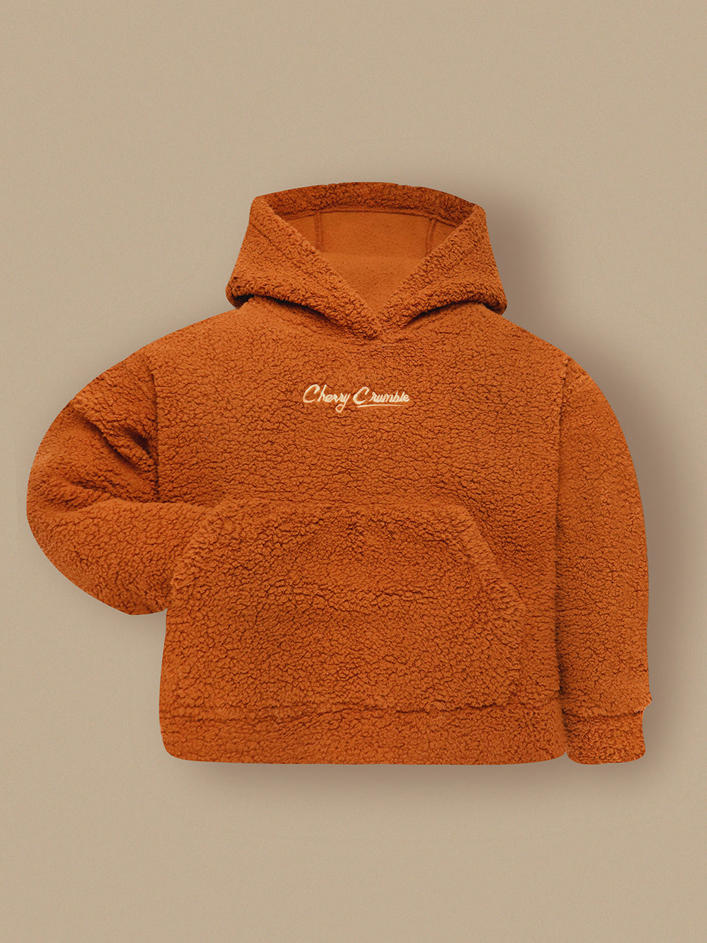Cherry Crumble Brown Solid Embroidered Charming Graceful Winter Hoodie
