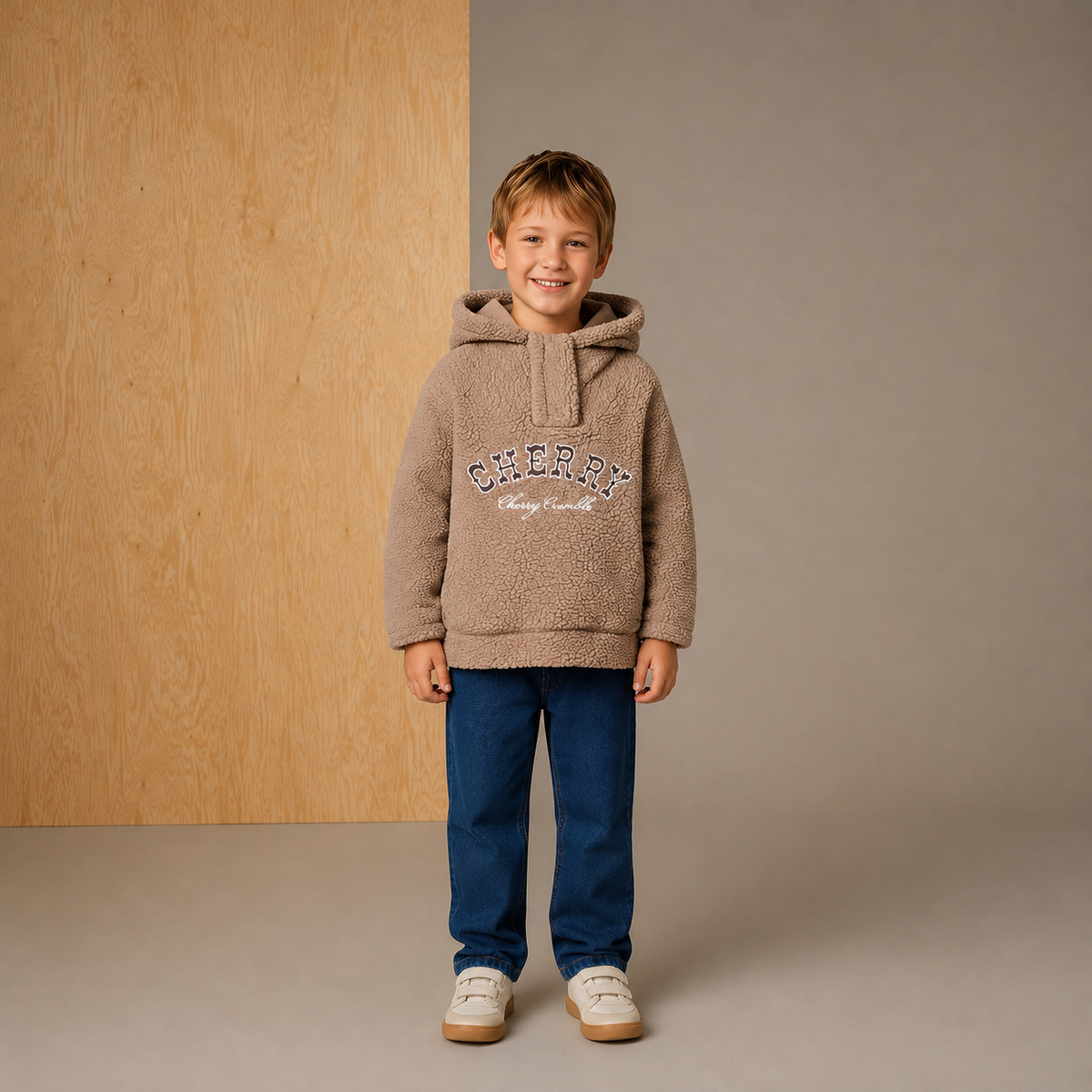 Brown Placket With Button Twinkle Sweatshirt