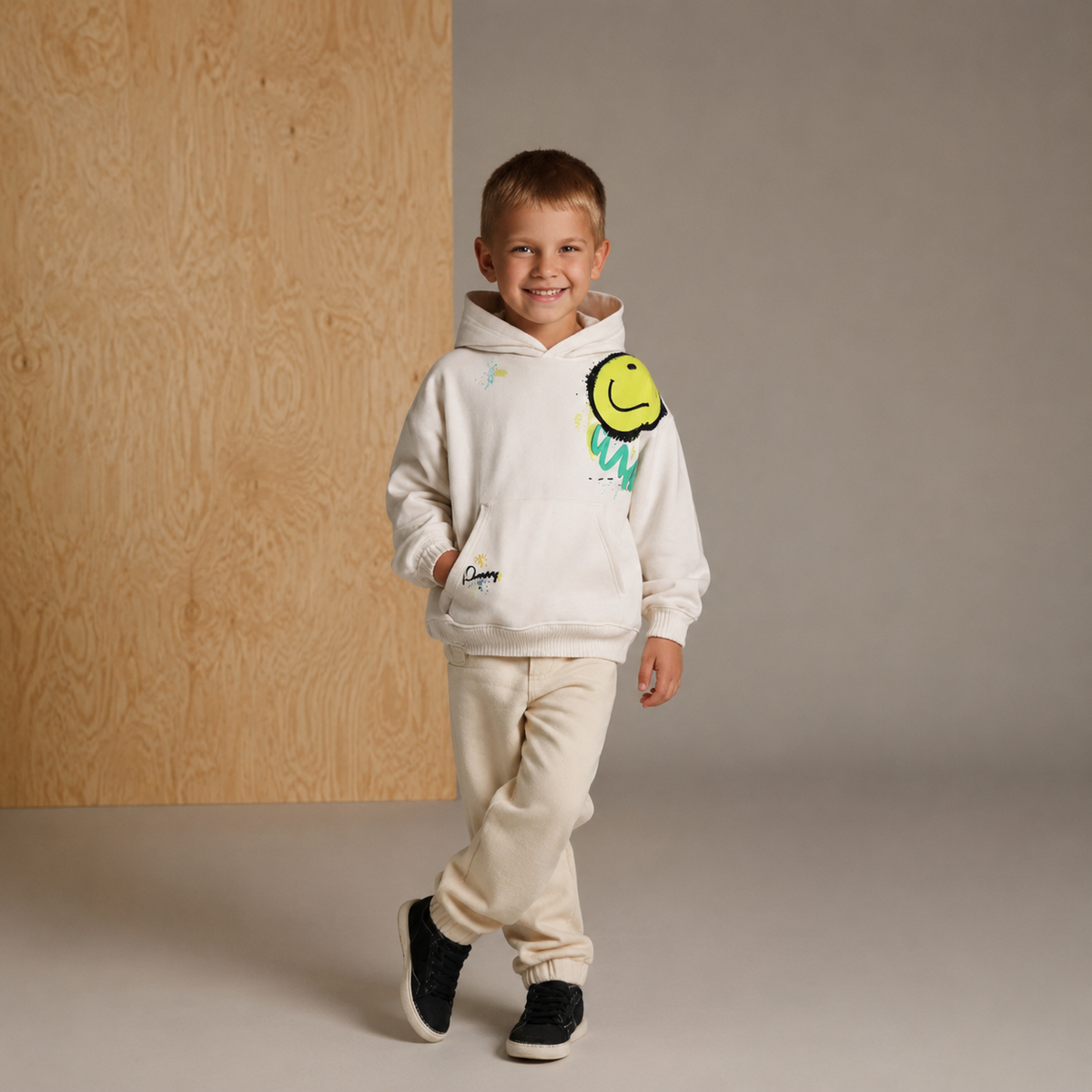 Cream Snug Flock Hoodie