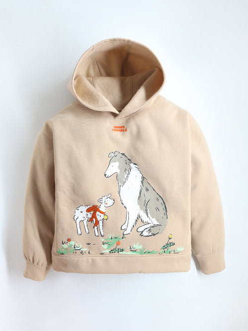 Cherry Crumble Beige Solid Charming Elegant Sweatshirt