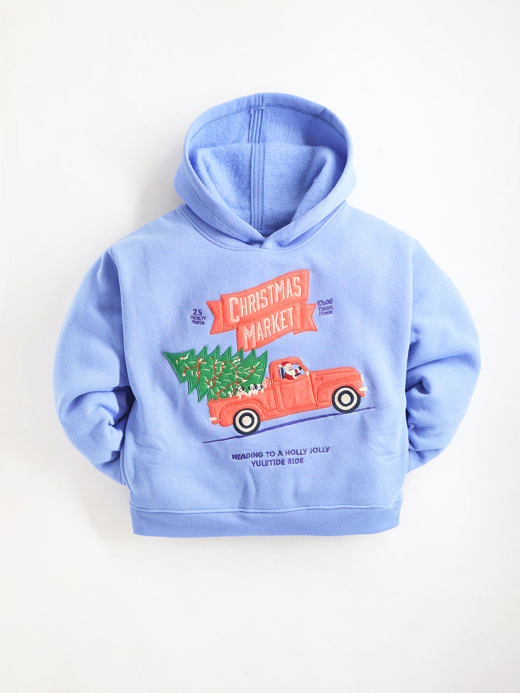 Cherry Crumble Blue Solid Applique Trendy Stylish Sweatshirt