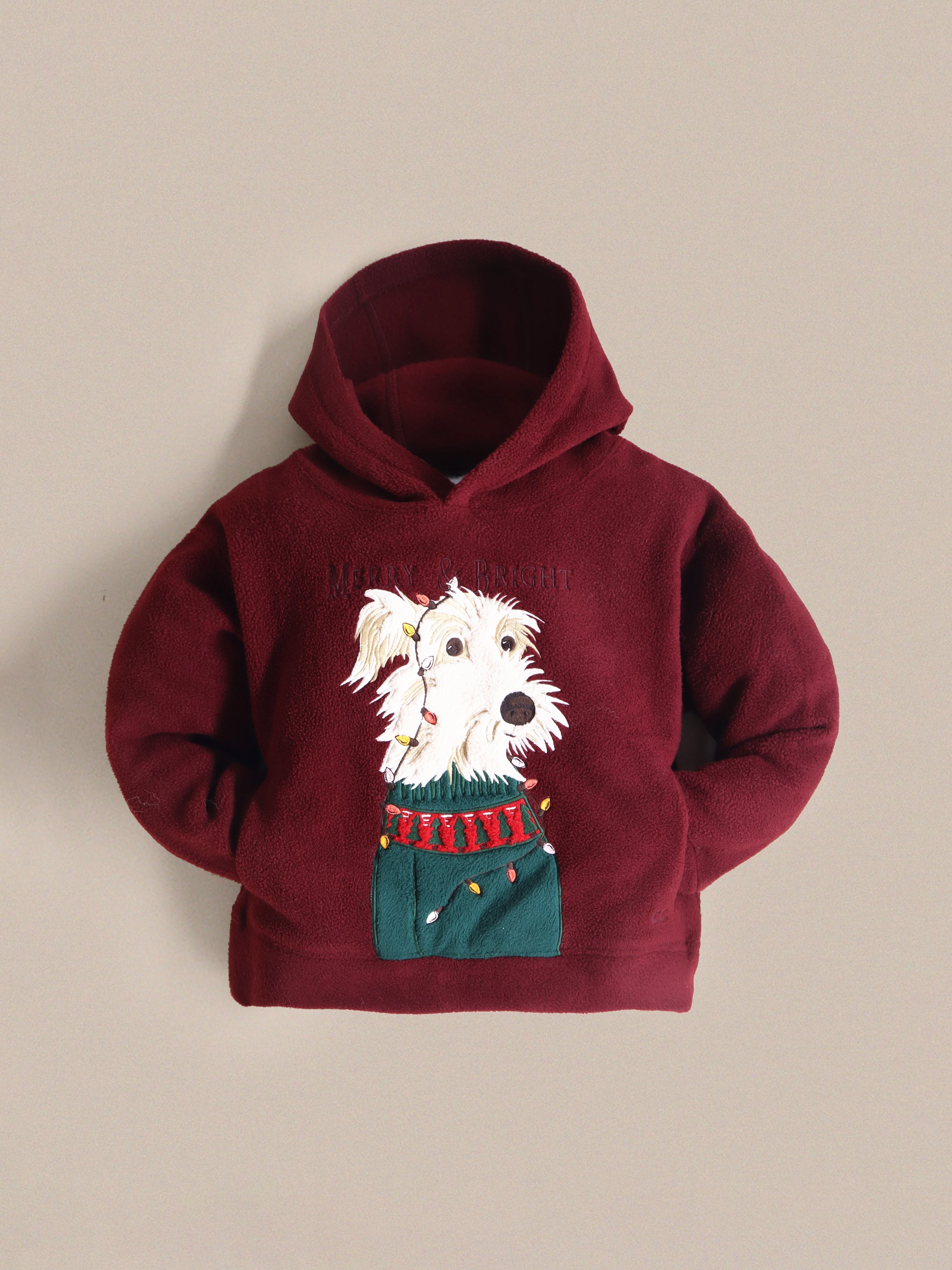 Cherry Crumble Solid Applique Embroidered Charming Classic Winter Sweatshirt Set