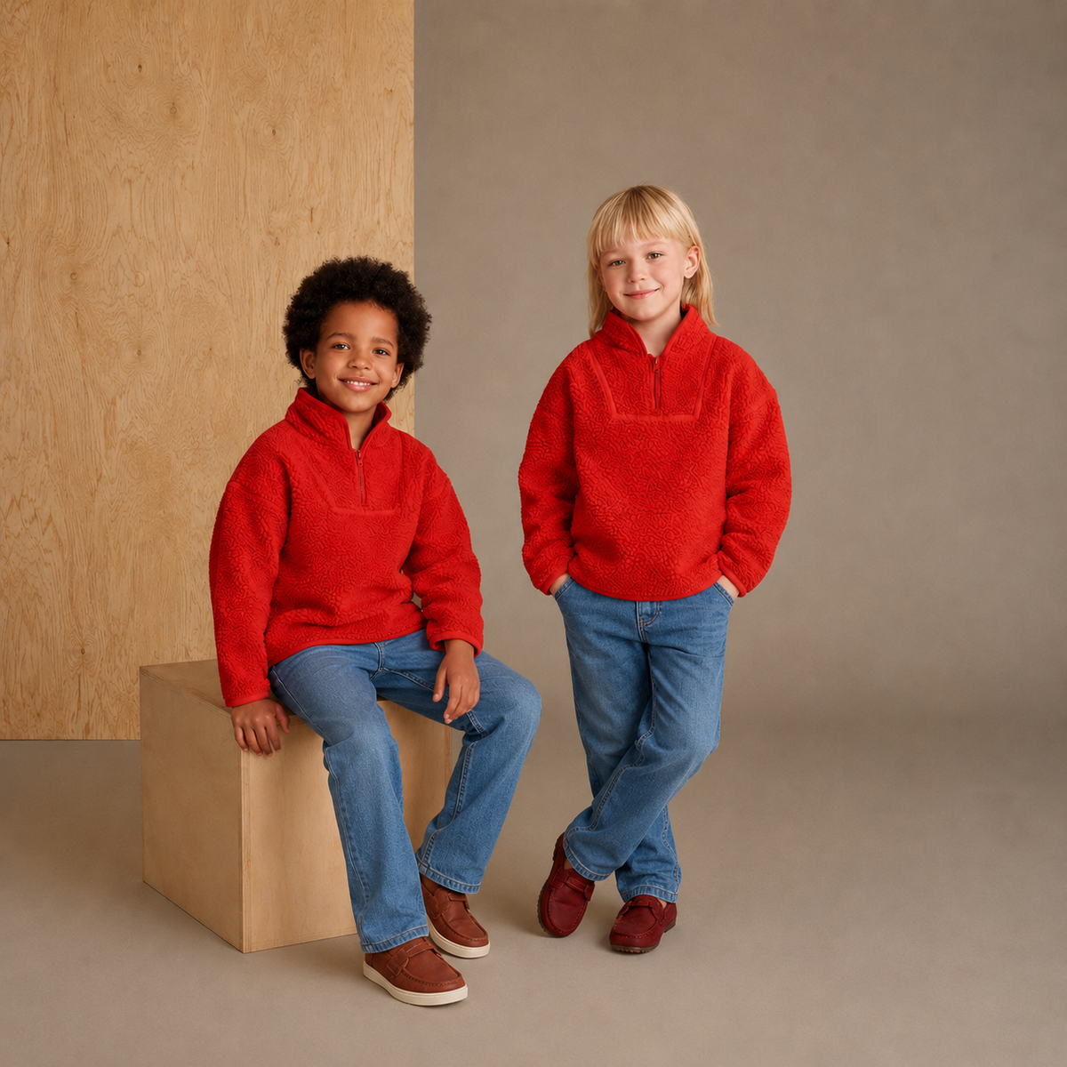 Winter Cuddly Red Sleek Sweatshirt